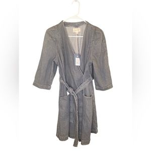 NWT UNIVERSAL THREAD black acid wash quarter sleeve denim wrap dress size XS